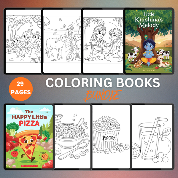 9 Toddler Coloring Books Bundle, Alphabet, Beach, Camel, Food, Giraffe, Halloween, Lion, Lord Krishna, Penguin - Image 5